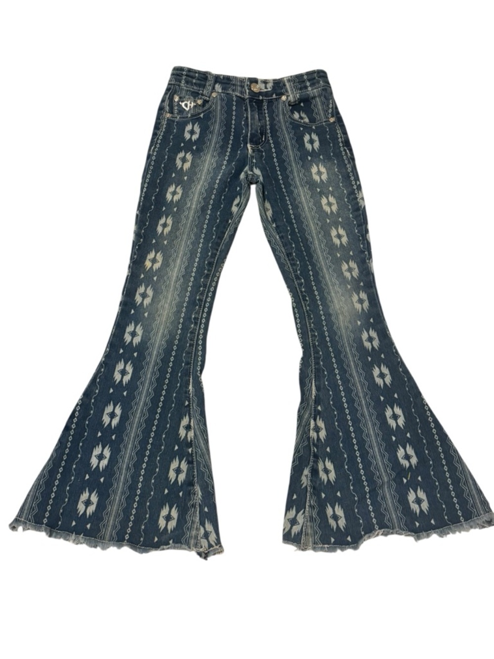 Cowgirl Hardware Jeans Girls Bell Bottom Flared Aztec Southwestern Size 6 Boho